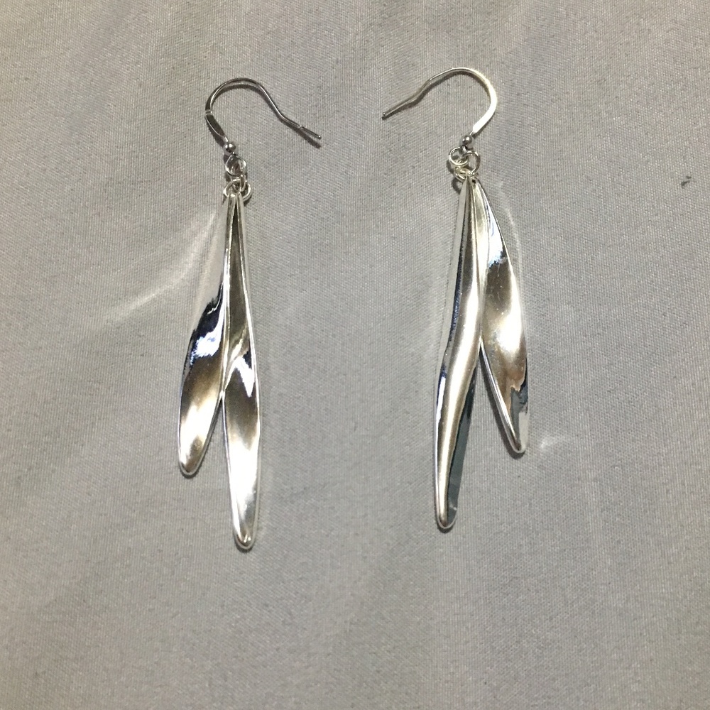 Silver Double Drop Dangle Teardrop Earrings